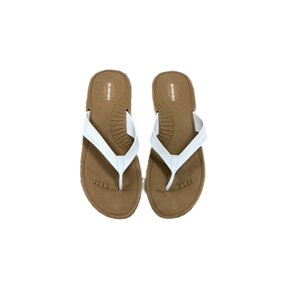 White and Brown Flip Flops